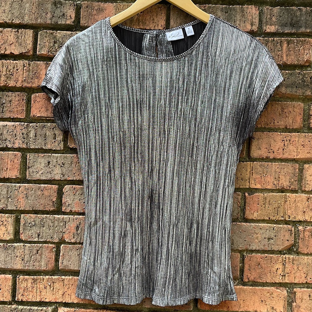Silver & Black Short Sleeve Kim Rogers Blouse